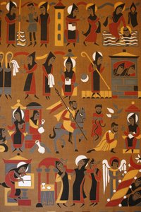 Wandteppich in der Abtei Saint-Pierre de Solesmes: Leben des heiligen Benedikt, Solesmes, Frankreich