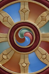 Tempel der Tausend Buddhas. Dashang Kagyu Ling Kongregation. Dharma-Rad, La Boulaye, Frankreich von Unbekannt
