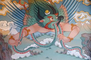 Tempel der Tausend Buddhas Dashang Kagyu Ling Kongregation Malerei Garuda, La Boulaye, Frankreich von Unbekannt