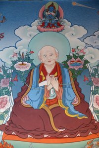Tempel der Tausend Buddhas, Dashang Kagyu Ling Gemeinde, Gemälde eines betenden Mönchs, La Boulaye, Frankreich