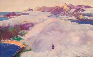 Die Luftseilbahnwagen, die vom Zuckerhut absteigen, 1914 von Unbekannt