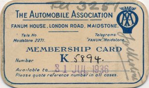 Der Automobilverband: Mitgliedskarte, 1936 von Unbekannt