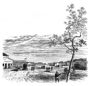 Die Kaserne von Meerut, Indien, ca. 1850er Jahre, 1888 von Unbekannt