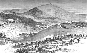 Die Schlacht von Quintana, um 1880 von Unbekannt