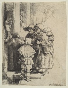 Der blinde Leierkastenmann und seine Familie erhalten Almosen, 1648