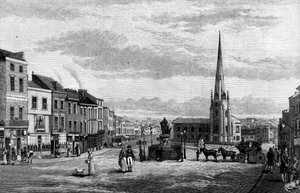 Der Bull Ring, mit der St. Martins Kirche, Birmingham, 1812, 1887 von Unbekannt