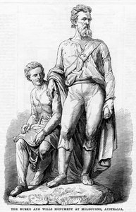 Das Burke-und-Wills-Denkmal in Melbourne, Australien, 1865 von Unbekannt