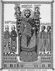 Der byzantinische Kaiser Nicephorus auf seinem Thron, 11. Jahrhundert, 1908 von Unbekannt