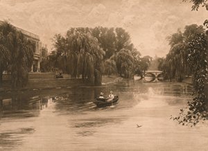 Die Cam in Cambridge mit dem Trinity College, 1902