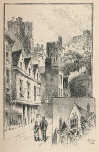 Das Schloss von der Thames Street aus. Ein Teil der äußeren Mauern, 1895