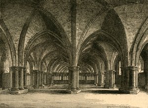 Die Kirche von St. Faith, Die Krypta von Old St. Pauls, nach einer Ansicht von Hollar von Unbekannt