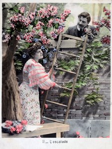 Das Klettern, Vintage französische Postkarte, um 1900 von Unbekannt