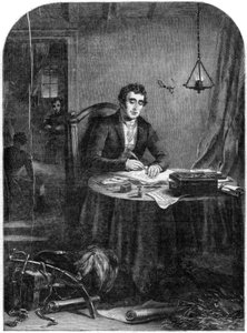Der Herzog von Wellington schreibt die Depeschen nach der Schlacht von Waterloo, 1815, 1852 von Unbekannt