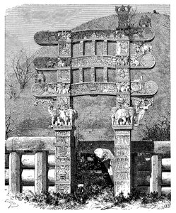 Das Osttor des Sanchi Tope, Indien, 1895