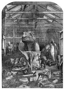 Das Modellzimmer der ausgestorbenen Tiere im Crystal Palace, Sydenham, 1853 von Unbekannt