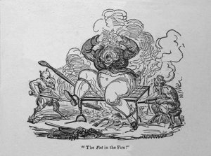 Das Fett im Feuer!, ca. 1820 von Unbekannt