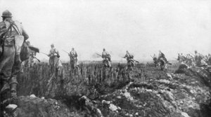 Die Franzosen starten ihre Offensive, 2. Schlacht von Champagne, Frankreich, 25. September 1915