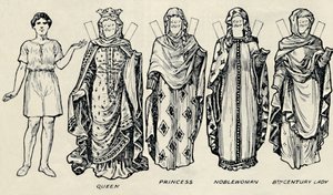 Die Galerie der britischen Kostüme: Wie die Menschen in anglo-sächsischer Zeit gekleidet waren, ca. 1934