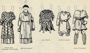 Die Galerie der historischen Kostüme: Die Kleider, die in den Tagen von Richard I. getragen wurden, um 1934