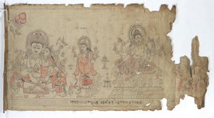 Die Göttin Vasudhara flankiert von Kubera und einer fragmentarischen Durga von Unbekannt