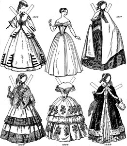 Die Große Galerie der Britischen Kostüme: Einige Frauenmoden von 1843 bis 1893, um 1934 von Unbekannt