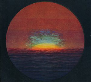 Der grüne Blitz bei Sonnenuntergang, seltenste prismatische Farbe, die von der Atmosphäre gebrochen wird, ca. 1935 von Unbekannt