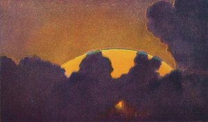 Der grüne Blitz bei Sonnenuntergang, seltenste prismatische Farbe, die von der Atmosphäre gebrochen wird von Unbekannt