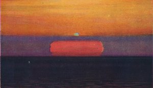 Der grüne Blitz bei Sonnenuntergang, seltenste prismatische Farbe, die von der Atmosphäre gebrochen wird, ca. 1935