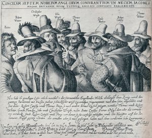 Die Verschwörer des Schießpulverkomplotts und ihr Diener Bates, 1605, 1901 von Unbekannt