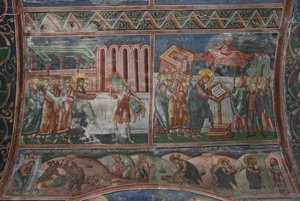 Die Heilung in Kapernaum und andere Szenen aus dem Leben Christi, 14. Jahrhundert von Unbekannt