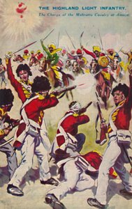Die Highland Light Infantry. Der Angriff der Mahratta-Kavallerie bei Assaye, 1803, 1939 von Unbekannt