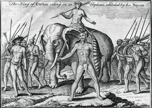 Der König von Cochin reitet auf einem Elefanten, begleitet von seinen Nayros, um 1745 von Unbekannt