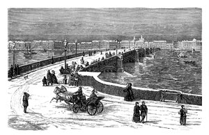Die Nikolai-Brücke über den Fluss Newa, St. Petersburg, Russland, um 1888 von Unbekannt