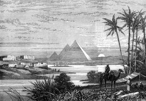Der Nil und die Pyramiden von der Boulak-Straße, 1874 von Unbekannt