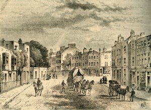 Das alte Dorf Vauxhall mit Eingang zu den Gärten, 1825, um 1878 von Unbekannt