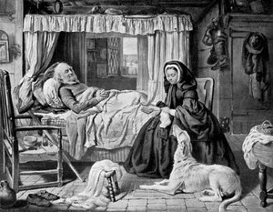 Die Königin in einem Cottage-Schlafzimmer