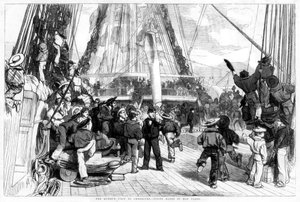 Der Besuch der Königin in Cherbourg - Piping Hands to Man Yards, 1858