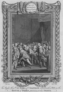 Der ehrenwerte Earl of Chatham erleidet einen Anfall im Oberhaus, ca. 1787