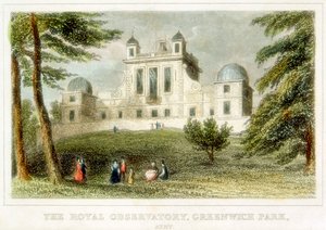 Das Royal Greenwich Observatory, Flamsteed House, Greenwich Park, London, ca. 1835 von Unbekannt