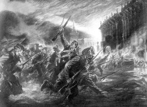 Der Sturm auf den Winterpalast in Petrograd im Oktober
