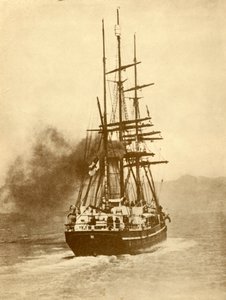 Die Terra Nova, ein berühmter Walfänger, der an mehreren britischen Antarktis-Expeditionen teilgenommen hat, um 1900