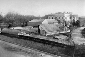 Das Weiße Haus und die Gewächshäuser, Washington DC, USA, 1908