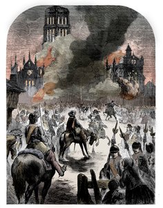 Der Brand der St. Pauls Kathedrale während des Großen Brandes von London, um 1902