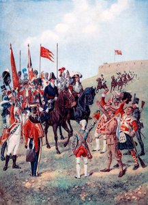Die Kavallerie trifft die Infanterie auf dem Schlachtfeld, 1910