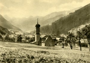 Die Kirche St. Nikolaus in Gortipohl, Österreich, um 1935