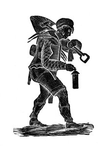 Der Bergmann trägt seine Werkzeuge und seine Sicherheitslampe, 1890 von Unbekannt
