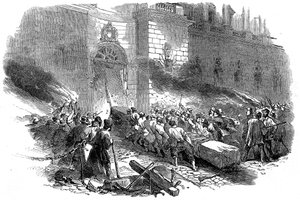 Die Menge stürmt das Arsenal in Berlin, Revolution in Preußen, März 1848 von Unbekannt