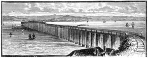 Die erste Tay-Brücke von Süden, Schottland