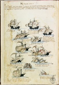 Die Flotte von Pedro Álvares Cabral im Jahr 1500. Aus Livro das Armadas von Unbekannt