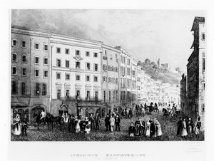 Das Haus in Salzburg, in dem Mozart 1791 geboren wurde, Mitte des 19. Jahrhunderts